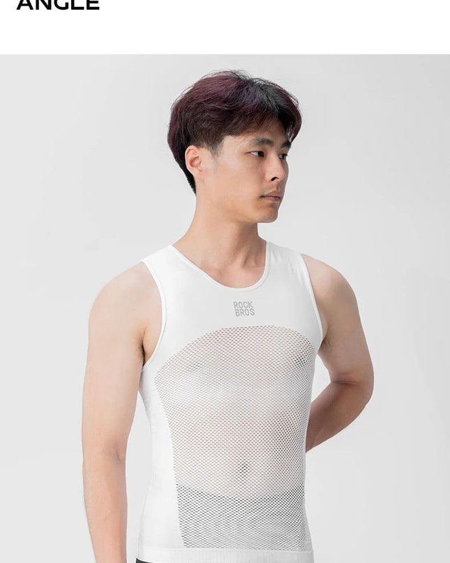 ROCKBROS Cycling Vest High Elastic Cycling Base Layer Sleeveless Bicycle Vest Quick Dry Undershirt Breathable Running Sport