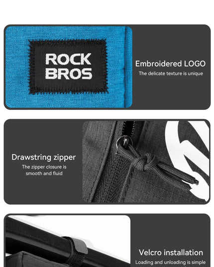 ROCKBROS Cycling Triangle Top Tube Bag Lightweight Bike Frame Pack for Tools and Accessories 1.9L large Capacity Triangle Bag