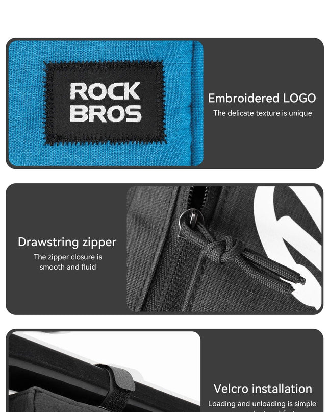 ROCKBROS Cycling Triangle Top Tube Bag Lightweight Bike Frame Pack for Tools and Accessories 1.9L large Capacity Triangle Bag