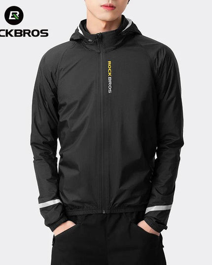 ROCKBROS Raincoat Cycling Waterproof Jacket Lightweight Motorcycle Rain Coat Breathable Reflective Hooded Outdoor Windbreaker