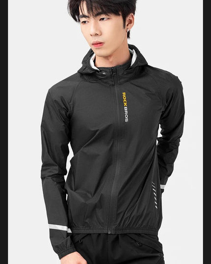 ROCKBROS Raincoat Cycling Waterproof Jacket Lightweight Motorcycle Rain Coat Breathable Reflective Hooded Outdoor Windbreaker