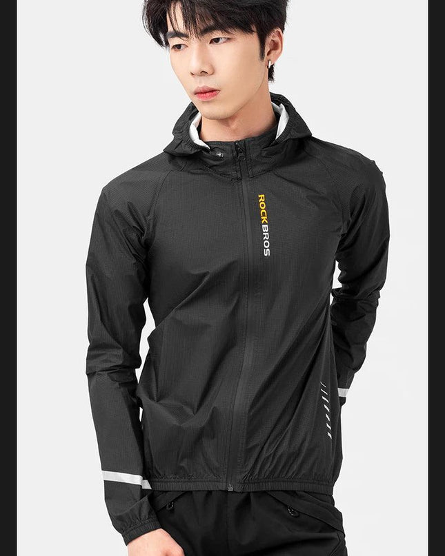 ROCKBROS Raincoat Cycling Waterproof Jacket Lightweight Motorcycle Rain Coat Breathable Reflective Hooded Outdoor Windbreaker
