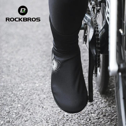 ROCKBROS Winter Cycling Shoe Covers Warm Thermal  Shoes Covers Windproof MTB Road Bike Racing Shoe Covers With YKK Zipper