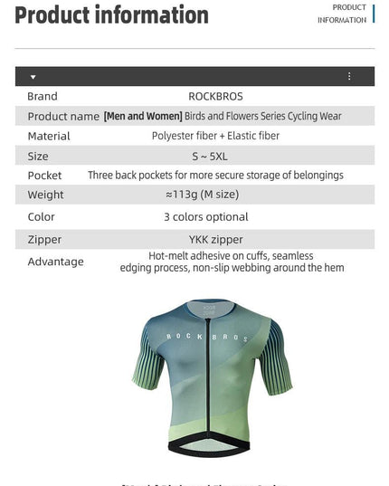 ROCKBROS Cycling Jersey MTB T-shirt Mountain Bike Men's Wear Summer Clothes High-Quality With YKK Zipper Sportswear Breathable