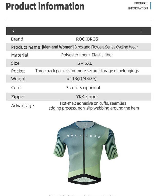 ROCKBROS Cycling Jersey MTB T-shirt Mountain Bike Men's Wear Summer Clothes High-Quality With YKK Zipper Sportswear Breathable
