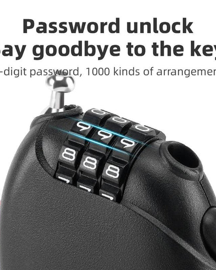 ROCKBROS Bicycle Lock Anti-theft Portable Lightweight 3-Digit Password Cable Lock Helmet Lock Chain Backpack Bike Accessories