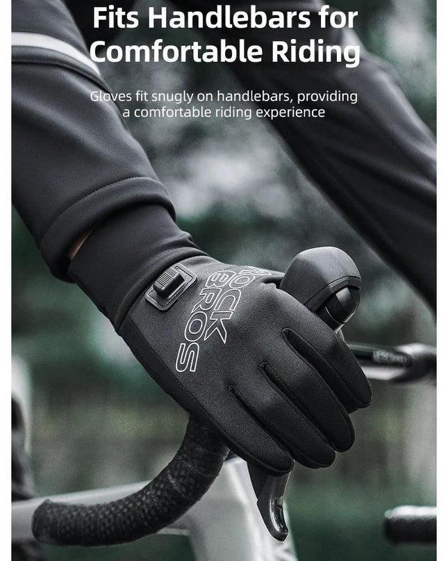 ROCKBROS Heated Gloves USB Rechargeable Touch screen Fingertips Large Heating Area Skiing Gloves Winter Warm Windproof Gloves