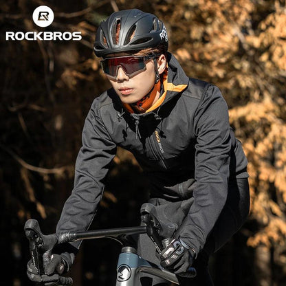 ROCKBROS Winter Warm Cycling Vest Thermal Fleece Windproof Cycling Jacket Winter Outdoor Sports Warm Vest for Men Women Running