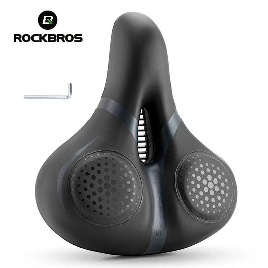 ROCKBROS Bicycle Saddle Breathable Shock Seats PU Leather Surface Cushion Rounded Hollow Cycling Seat Comfort MTB Bike Saddles