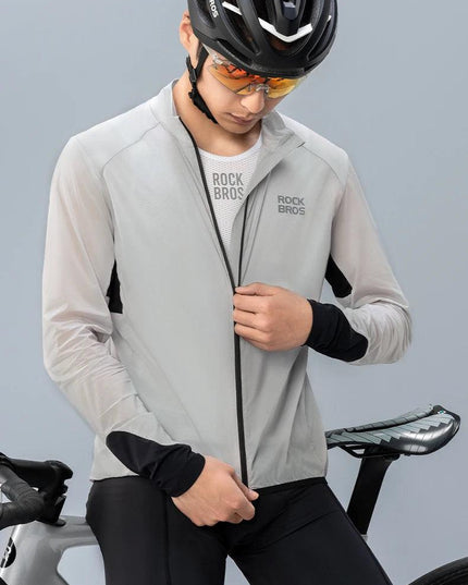 ROCKBROS Lightweight Cycling Jackets Windproof Bike Windbreaker Reflective Breathable Running Jacket Men's Coat With YKK Zipper