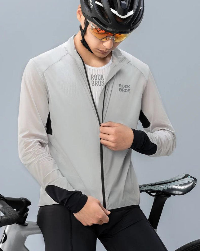 ROCKBROS Lightweight Cycling Jackets Windproof Bike Windbreaker Reflective Breathable Running Jacket Men's Coat With YKK Zipper