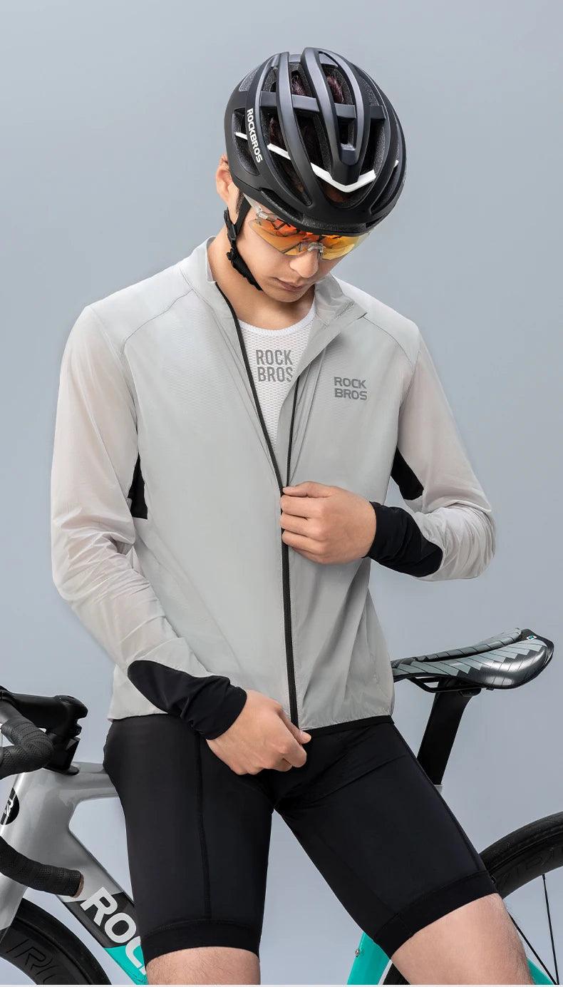 ROCKBROS Lightweight Cycling Jackets Windproof Bike Windbreaker Reflective Breathable Running Jacket Men's Coat With YKK Zipper