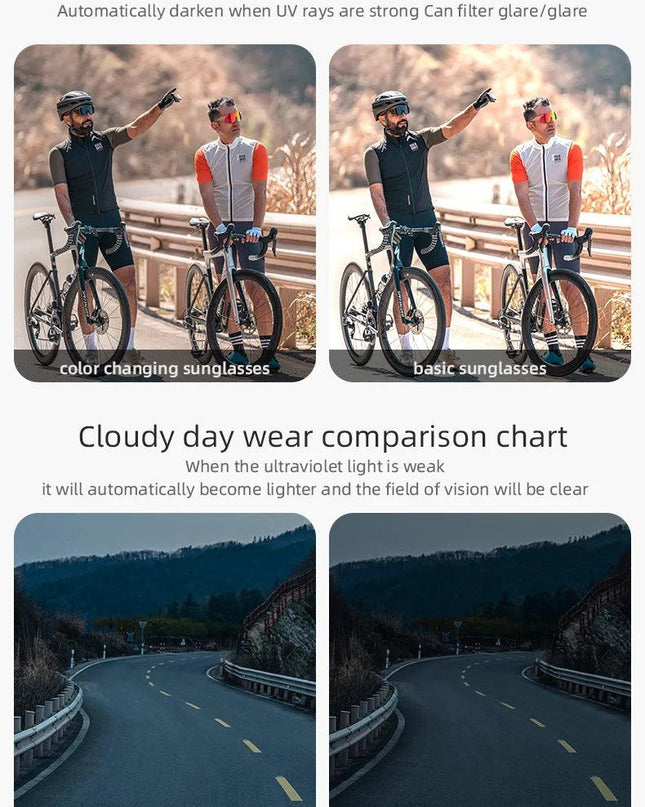 ROCKBROS Sunglasses Polarized Cycling Glasses Electronic Color Change Glasses UV400 Safety Bike Bicycle Eyewear Sports Goggles