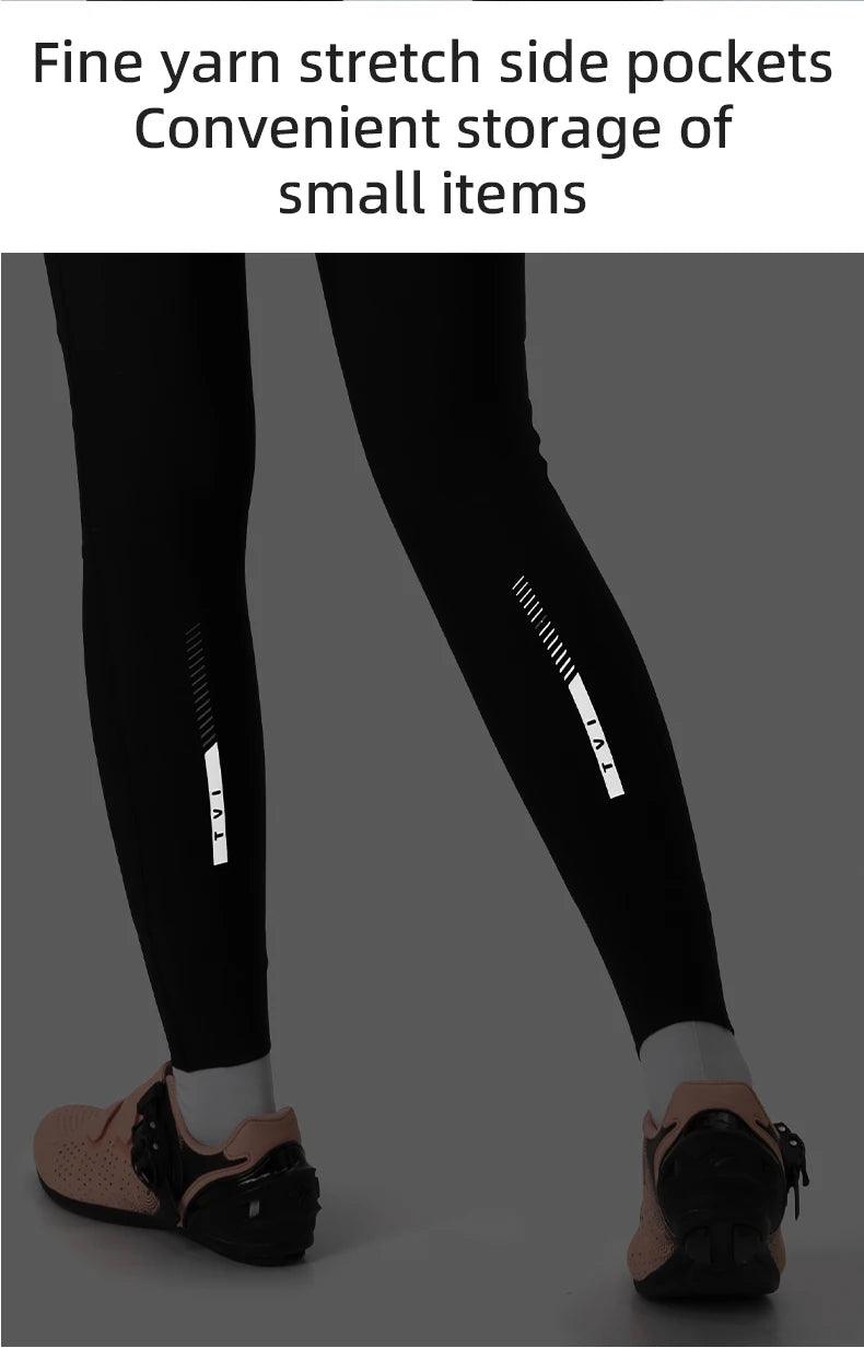 ROCKBROS TVI Series Bicycle Pants Pads Italy Imported Fleece Warm Windproof Tights Leggings High Elasticity Cycling Trousers