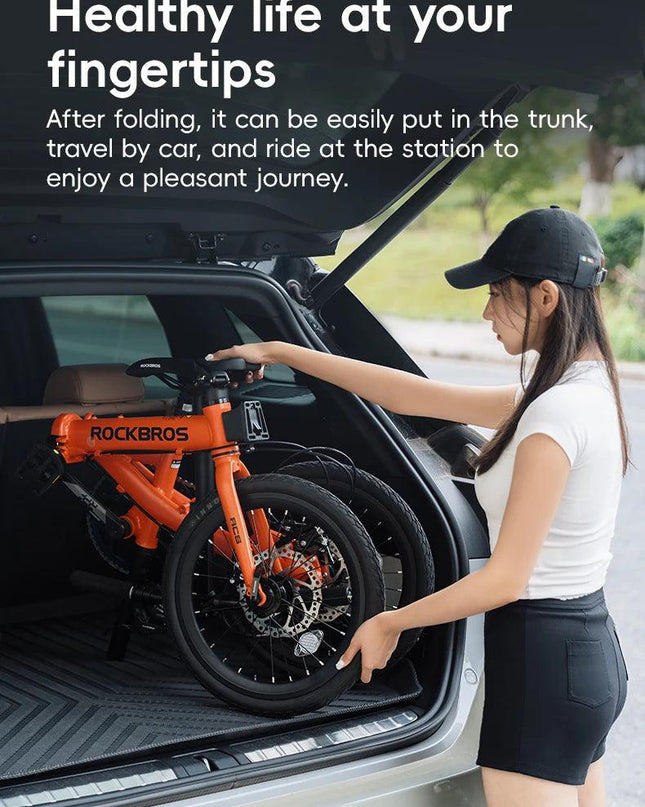 ROCKBROS Bike 16 inch with SRAM X4/X5-speed Aluminium Alloy Frame Adult Folding Bike Adjustable 9-Speed 11-32T Cassette Bike