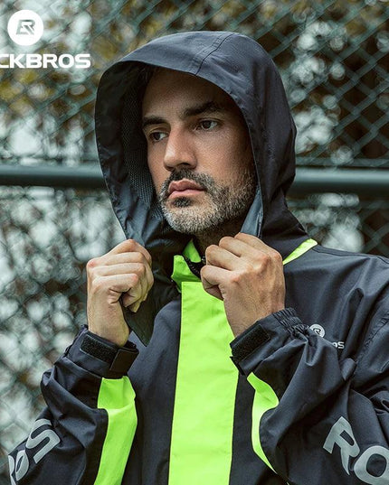 ROCKBROS Motorcycle Raincoat Suit Ultralight Rainwear Shoes Cover Waterproof Reflective Rain Coat Stripe for Riding Equipment