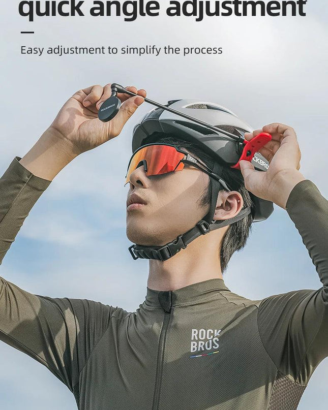 ROCKBROS Bicycle Helmet Rearview Mirror 360 Degree Rotatable Flexible Aluminum Safety Motorcycle Helmet Adjustable Riding Mirror