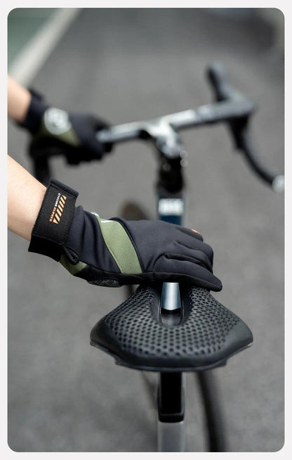 ROCKBROS Long Finger Cycling Gloves Spring Autumn Gloves Non-slip Shock-absorbing Touch Screen Reflective MTB Road Bike Glove