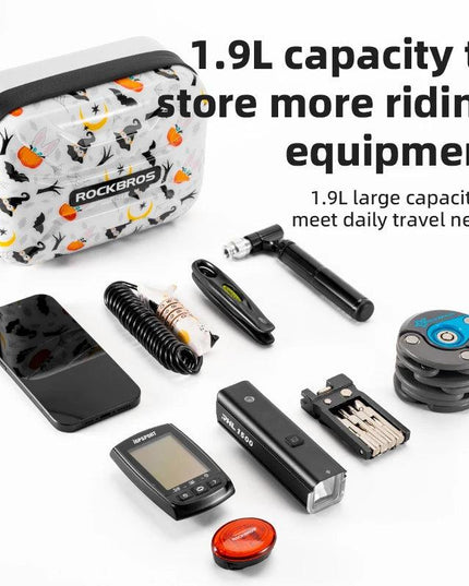 ROCKBROS Bicycle Bag Folding Bike Front Bag 1.9L Big Capacity Hard Sheel Commuting Casual Brompton Bicycle Bag Waterproof Zipper