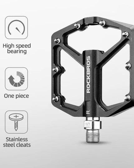 ROCKBROS Bike Pedals Aluminum Alloy Anti-slip Bicycle Pedals Ultralight Sealed Bearing One-piece MTB Road Mountain Cycling Pedal