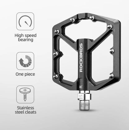 ROCKBROS Bike Pedals Aluminum Alloy Anti-slip Bicycle Pedals Ultralight Sealed Bearing One-piece MTB Road Mountain Cycling Pedal