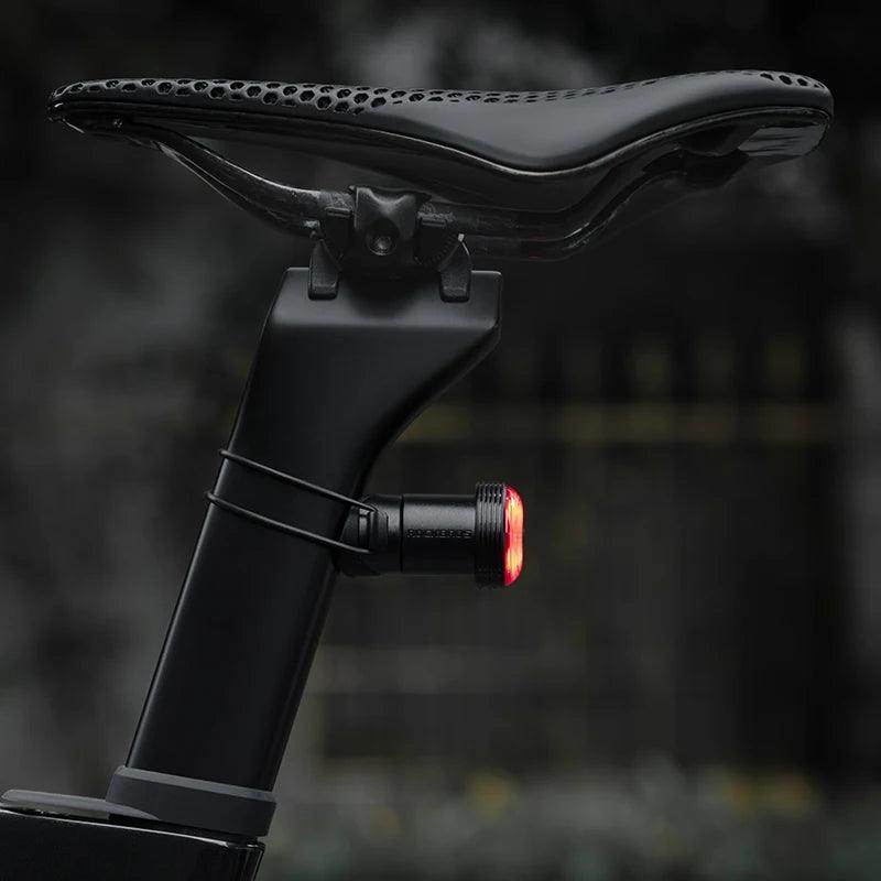 ROCKBROS Bicycle Taillight Smart Auto Brake Sensing MTB Road Bike Light New Type-C Charging Seatposts Saddle Bike Rear Light LED