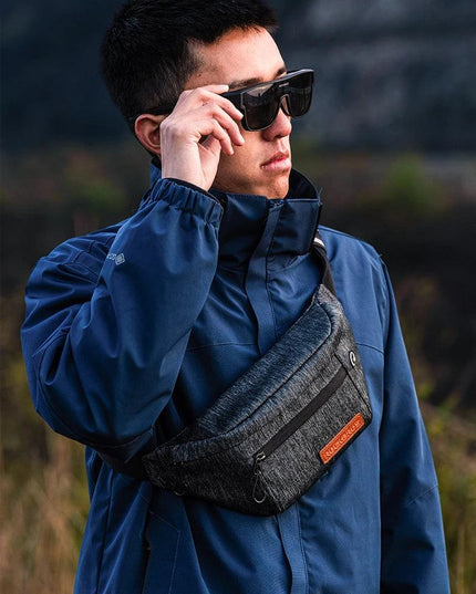 ROCKBROS Cycling Waist Bag 1.5L Multi Compartment Anti-scratch Storage Telephone Chest Bag Headphone Hole Design Bike Accessory