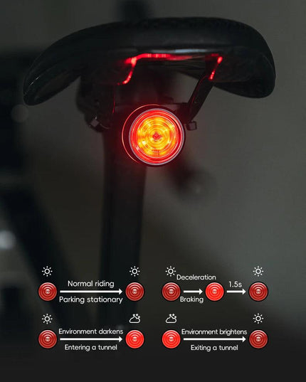 ROCKBROS Bike Light Set MTB Road Cycling Light Waterproof 200LM/400LM Bicycle Headlight + Smart Rear Light Auto Brake Sensing