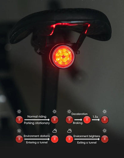 ROCKBROS Bike Light Set MTB Road Cycling Light Waterproof 200LM/400LM Bicycle Headlight + Smart Rear Light Auto Brake Sensing