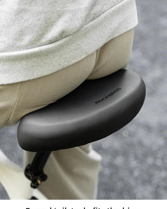 ROCKBROS Bicycle Saddle PVC Leather Comfortable Bike Seat Soft Shock Absorption Oversize Water-Resistant Cycling Cushion
