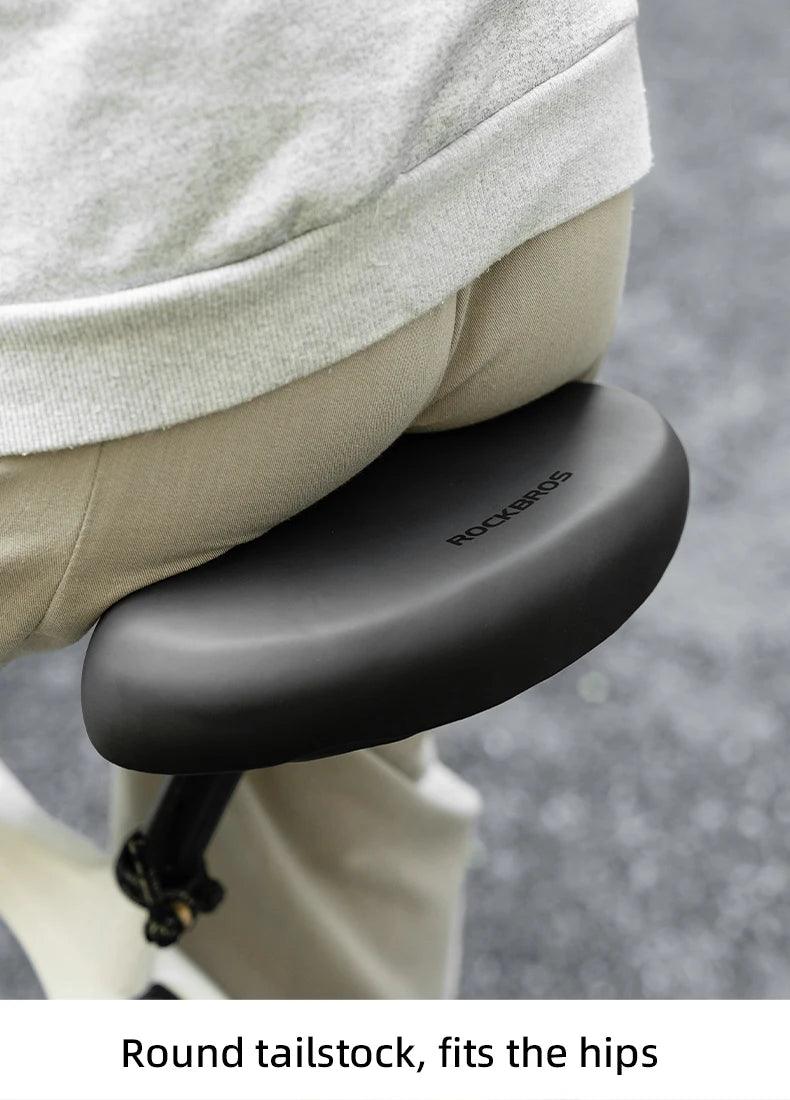 ROCKBROS Bicycle Saddle PVC Leather Comfortable Bike Seat Soft Shock Absorption Oversize Water-Resistant Cycling Cushion