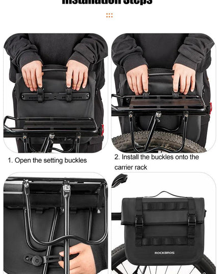 ROCKBROS 15L Multifunctional Saddle Bag Waterproof Cycling MTB Bike Rack Bag Travel Bag 3D support Big Capacity Bicycle Rear Bag