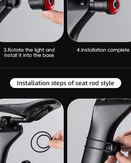 ROCKBROS Bicycle Taillight Smart Auto Brake Sensing MTB Road Bike Light New Type-C Charging Seatposts Saddle Bike Rear Light LED