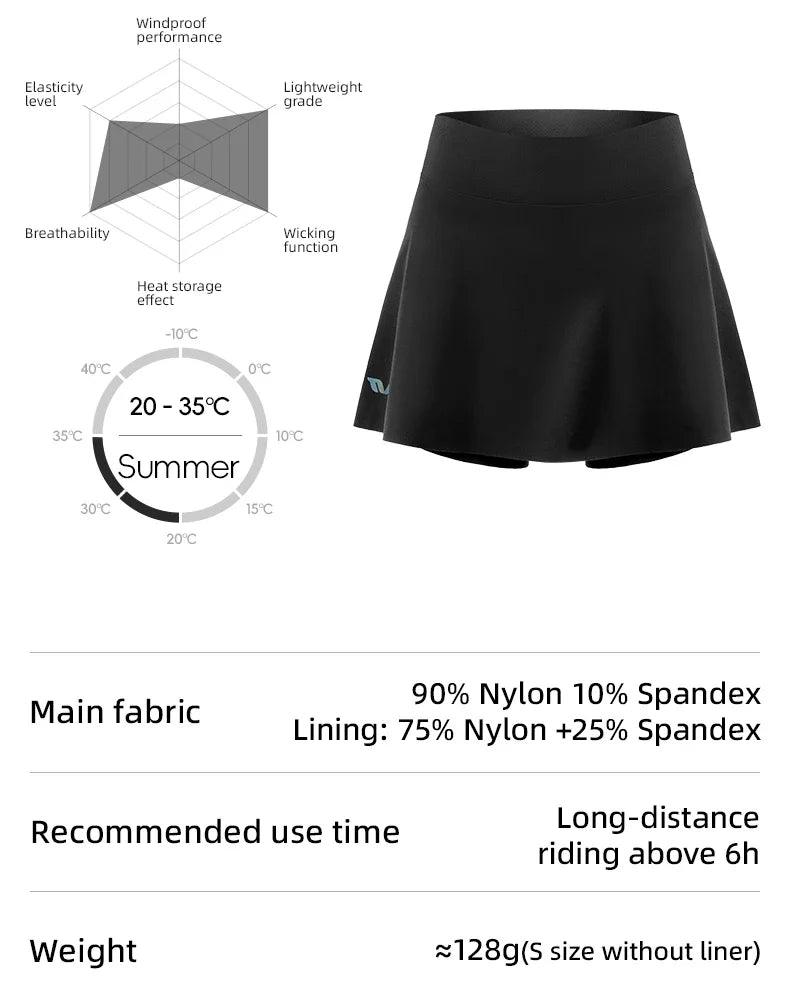 ROCKBROS TVI Cycling Skirt for Women Summer Breathable Running Cycling Outdoors Tennis Sport Skirt Pockets Fitness Casual Shorts