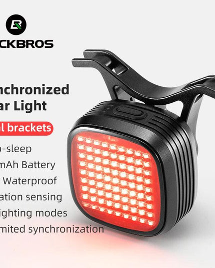 ROCKBROS Bicycle Rear Light Smart Sync Brake Sensing Taillight 12 Modes Ipx6 Rechargeable Rear Light MTB Road Bike Accessories