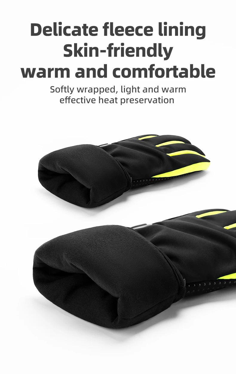 ROCKBROS Warm Heating Gloves Cycling Electric Heating Gloves Intelligent Sensing Winter Thermal Ski Long Glove Type-C charging