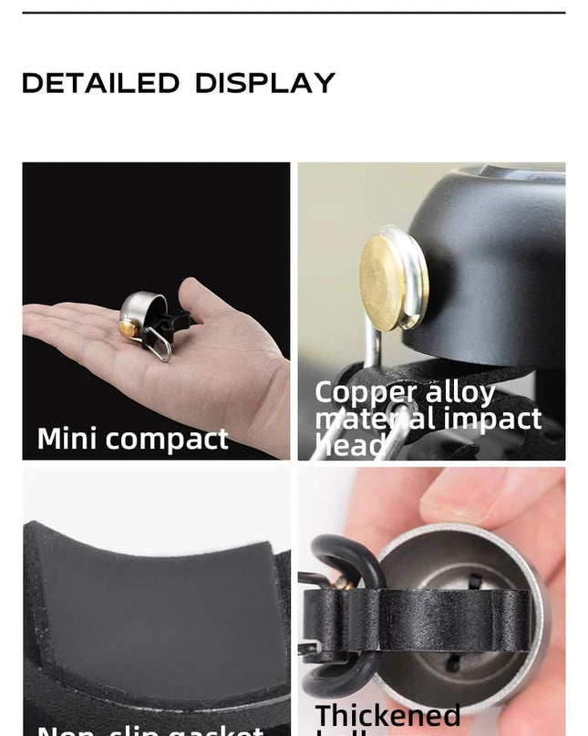ROCKBROS Bicycle Bell Safety Warning Bike Bell Horn Handlebar Copper Alloy Non-slip Bicycle Alloy Ring Crisp Sound Cycling Alarm