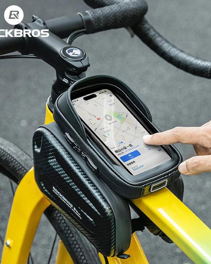 ROCKBROS Bicycle Bag Shockproof Touchscreen Top Tube Bags EVA Hard Shell Front Frame Phone Case Bike Bag Cycling Accessories