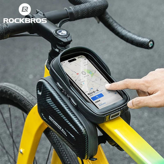 ROCKBROS Bicycle Bag Shockproof Touchscreen Top Tube Bags EVA Hard Shell Front Frame Phone Case Bike Bag Cycling Accessories