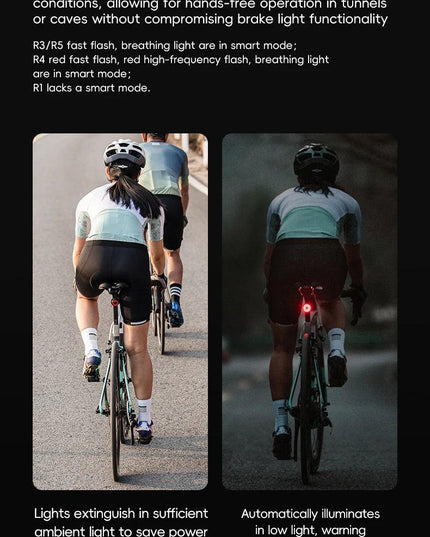 ROCKBROS BicycleTaillight Smart Brake Sensing Day/Night Sensing Waterproof Type-C Cycling Taillight Bike Accessories R Series
