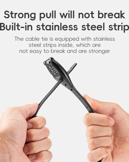 ROCKBROS Portable Bicycle Lock Cable Tie Zinc Alloy Lock Helmet Password Lock Anti-Theft Safety Freely Adjustable Rope Lock