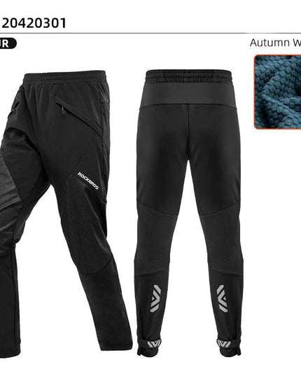 ROCKBROS Bike Pants Winter Bicycle Long Pants Thermal Fleece Reflective Cycling Pants Warm Windproof Men Sport Trousers EUR Size