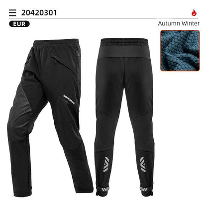 ROCKBROS Bike Pants Winter Bicycle Long Pants Thermal Fleece Reflective Cycling Pants Warm Windproof Men Sport Trousers EUR Size