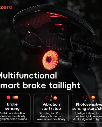 ROCKBROS Bicycle Taillight Smart Auto Brake Sensing MTB Road Bike Light New Type-C Charging Seatposts Saddle Bike Rear Light LED