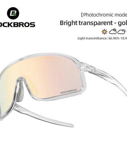 ROCKBROS Photochromic Glasses  HD Large-frame Lens Outdoor Riding Sunglasses UV400 Eyewear Sports Eye Protection Cycling Goggles
