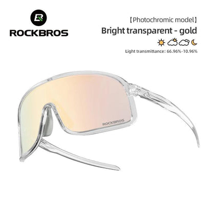 ROCKBROS Photochromic Glasses  HD Large-frame Lens Outdoor Riding Sunglasses UV400 Eyewear Sports Eye Protection Cycling Goggles