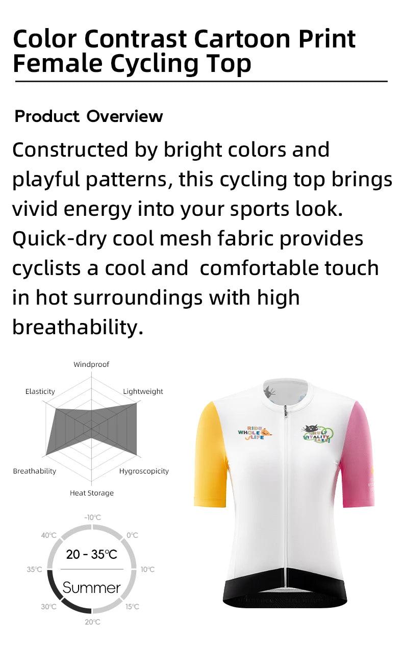 ROCKBROS TVI Women Cycling Jersey Summer Quick Dry Ciclismo Bike Clothes Anti-Uv Breathable Mountain Female Clothing Asian Size