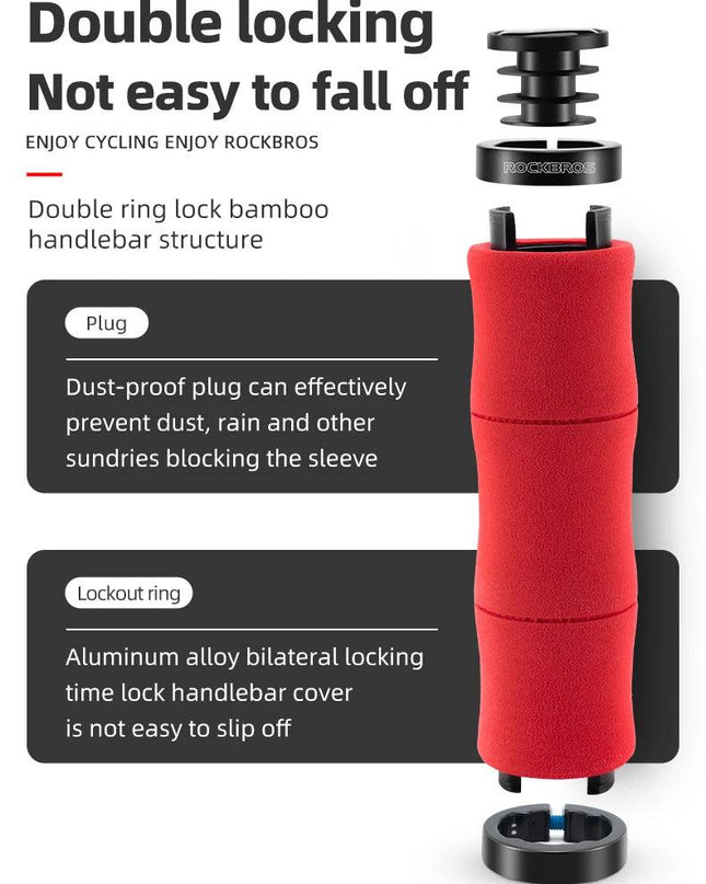 ROCKBROS Bamboo Joint Handlebar Grips EVA MTB Bike With Dust Plug Soft Ultralight Bicycle Handle Alloy Cycling Accessories