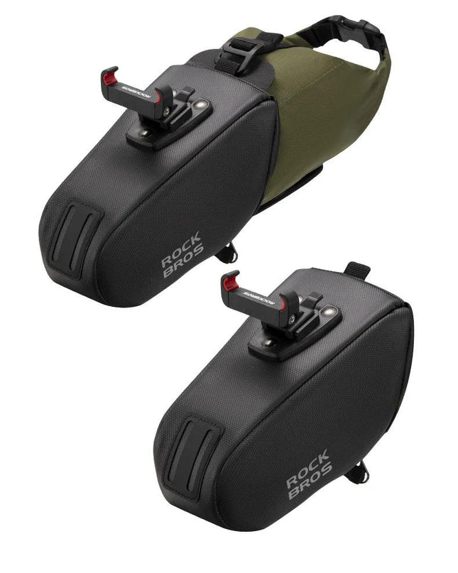 ROCKBROS Cycling Tail Bag Detachable Seat Pack Bag Large Capacity Waterproof Portable Riding Adjustable Bike Bag 0.8L-1.3L