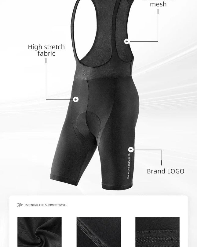ROCKBROS Cycling Shorts Men Bib Shorts Summer Elastic Padded Bike Tights Anti-slip Breathable MTB Ciclismo Bicycle Under Wear
